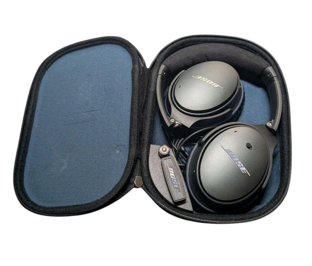 Bose QuietComfort QC25 Wired Noise Cancelling Headphones Black w/ Case ANC